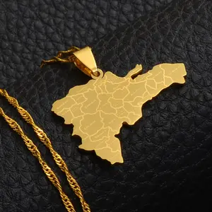 Dominican Republic Map Necklace W/city Names, Art, Charms