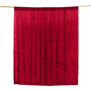 Red Crushed Velvet Backdrop Curtain – 8ft x 8ft Event Drape with Rod Pocket, Privacy Panel for Photo Booths & Events