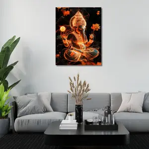 Lord Ganesh Canvas Wall Art with Wooden Frame