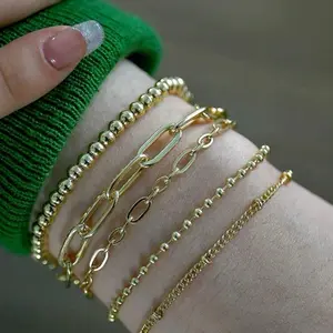 Gold Bracelet Stack Set - 5 Piece Timeless Design