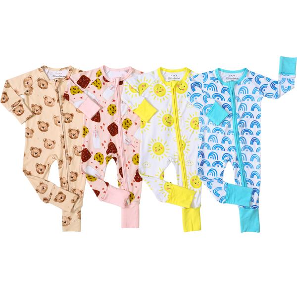 EllivviBebe Bamboo Viscose Newborn Baby Pajamas Sleepers Two Way Zipper Romper Super Soft Kid Boys Girls Clothes Pjs Toddler Sleepwear with Fun Lemon Print 95% Bamboo Viscose