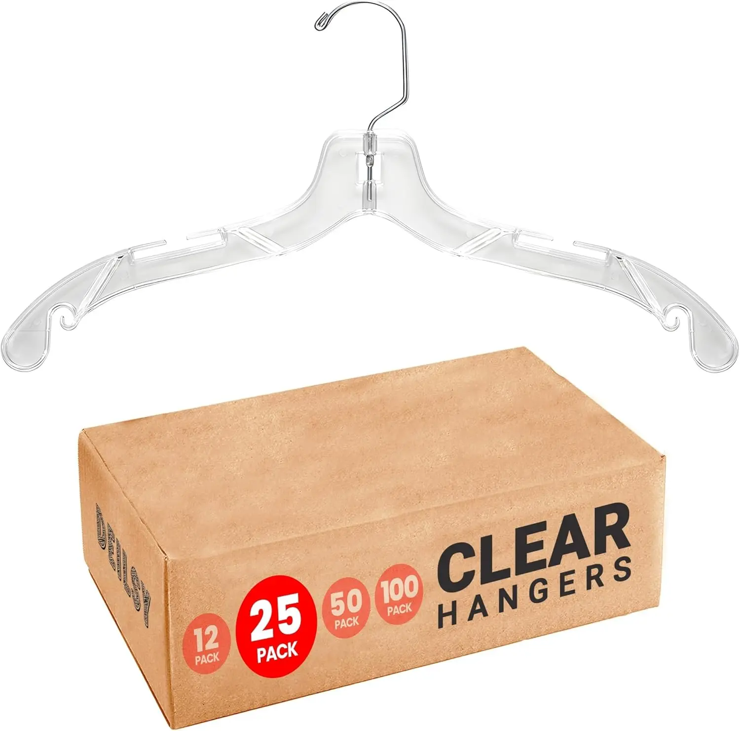 DEILSY Clear Plastic Hangers 25 Pack - Durable Clothes Hanger for Wardrobe Organization, Essential Plastic Hanger for Garments, Versatile Coat Hangers for Home and Retail Use