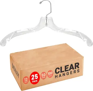 DEILSY Clear Plastic Hangers 25 Pack - Durable Clothes Hanger for Wardrobe Organization, Essential Plastic Hanger for Garments, Versatile Coat Hangers for Home and Retail Use