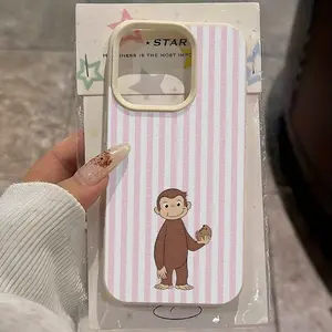 Striped Cookie Monkey Phone Case, Full Body Shockproof Tpu Cover, Fits iPhone 11/12/13/14/15/15 Pro/15 Plus/15/16/17 Pro Max, Anti-Slip Lightweight, Casing