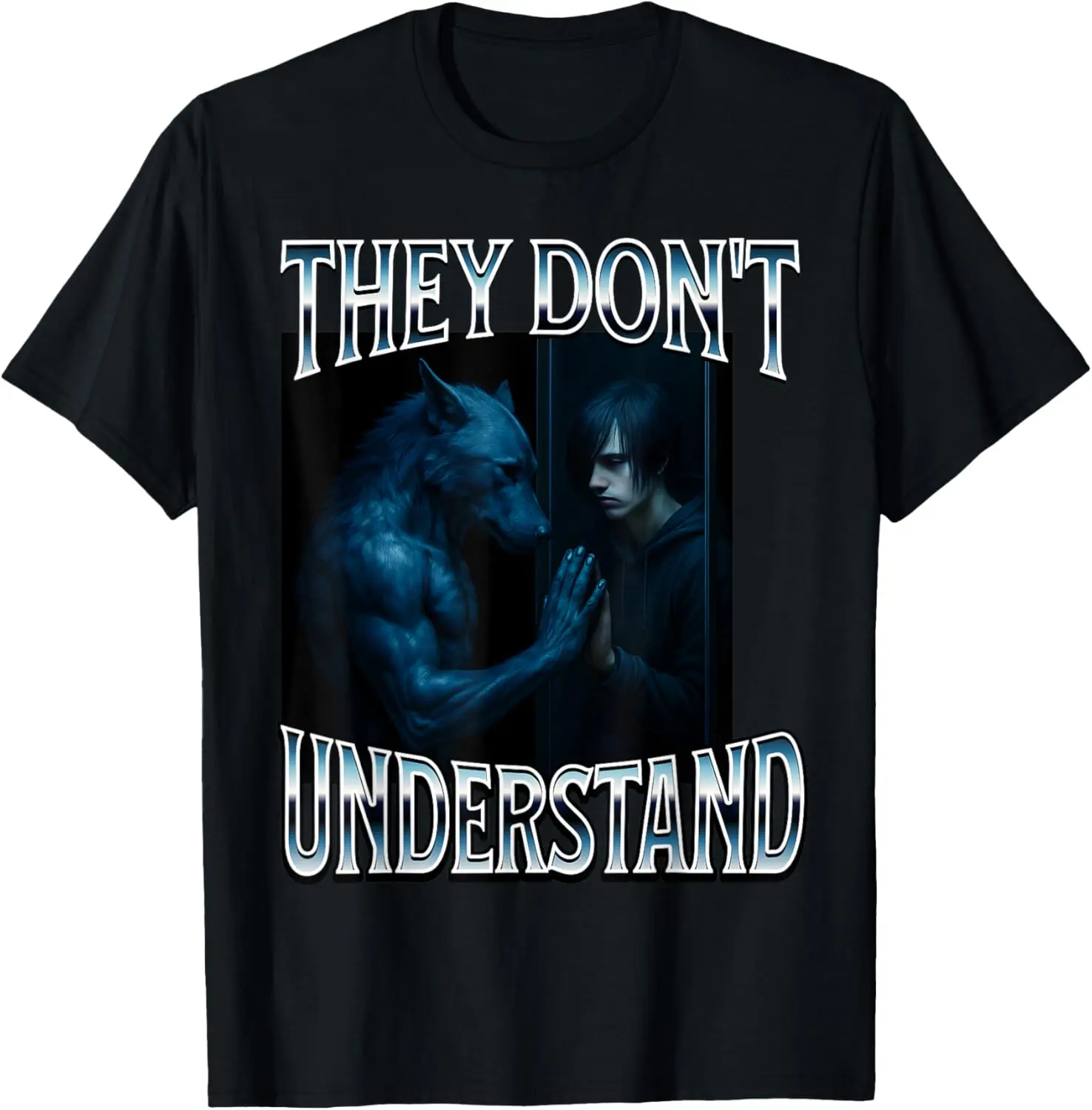 100% Cotton They Don't Understand Alpha Wolf Funny Emo Corny Weird Men T-Shirt