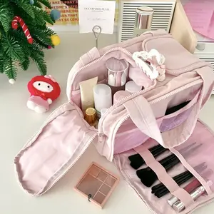 4 in 1 Large Capacity Makeup Bag, Waterproof Portable Design with Dual Wide Openings, Includes 4 Compartments for Home Travel and Outdoor Use, Travel Cosmetic Bag