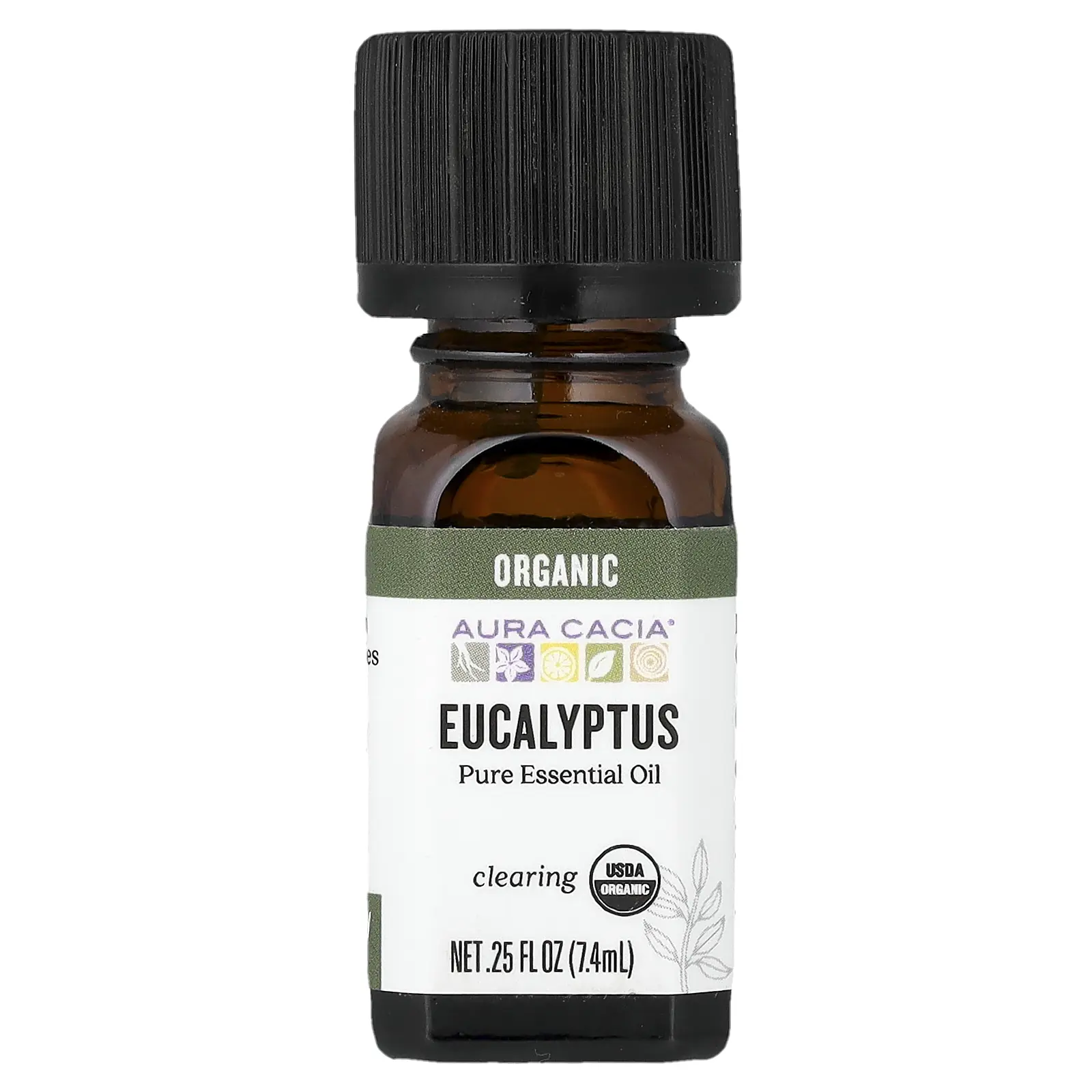 Aura Cacia Pure Essential Oil, Organic Eucalyptus, 0.25 fl oz (7.4 ml)