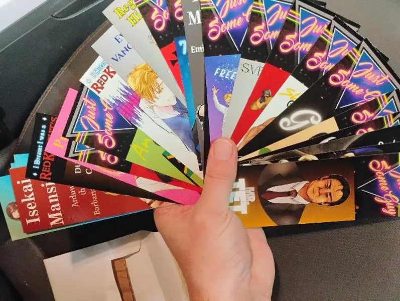 23 Custom Designed Bookmark Bundle, 46 Designs, QR Code, UV Coated, Front Back Art - Office Stationery for Computers & Office Equipment Use, 3 Different Artists