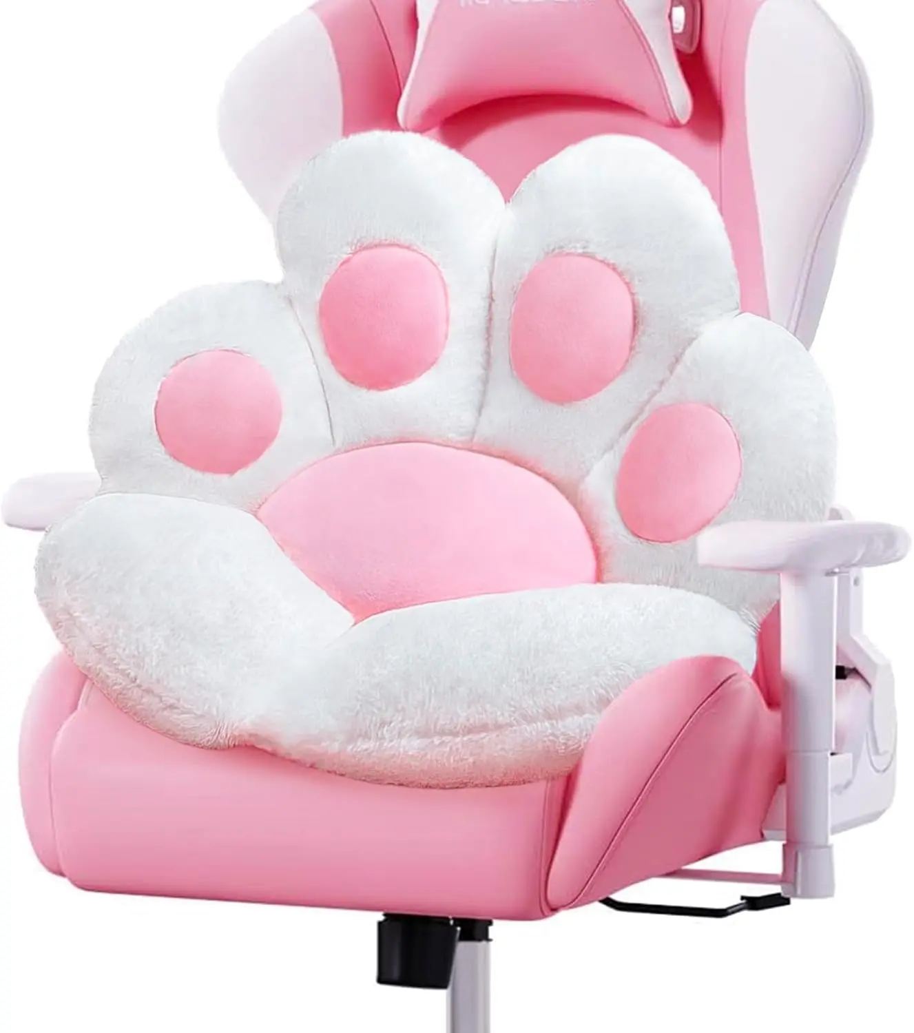 Cat Paw Cushion Cute Chair Cushion Kawaii Plush Seat Cushions 28"x 24"Gaming Chair Cushion Shape Lazy Pillow for Gamer Chair, Kawaii Accessories for Girl Worker Gift Stuff Room Decor (White)
