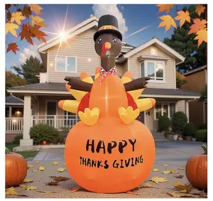 10ft Thanksgiving Inflatable Turkey, Inflatable Turkey Outdoor, Blow Up Turkey Inflatable, Inflatable Thanksgiving Turkey with Hat 4 led Lights Blow Up Outdoor Yard Decoration