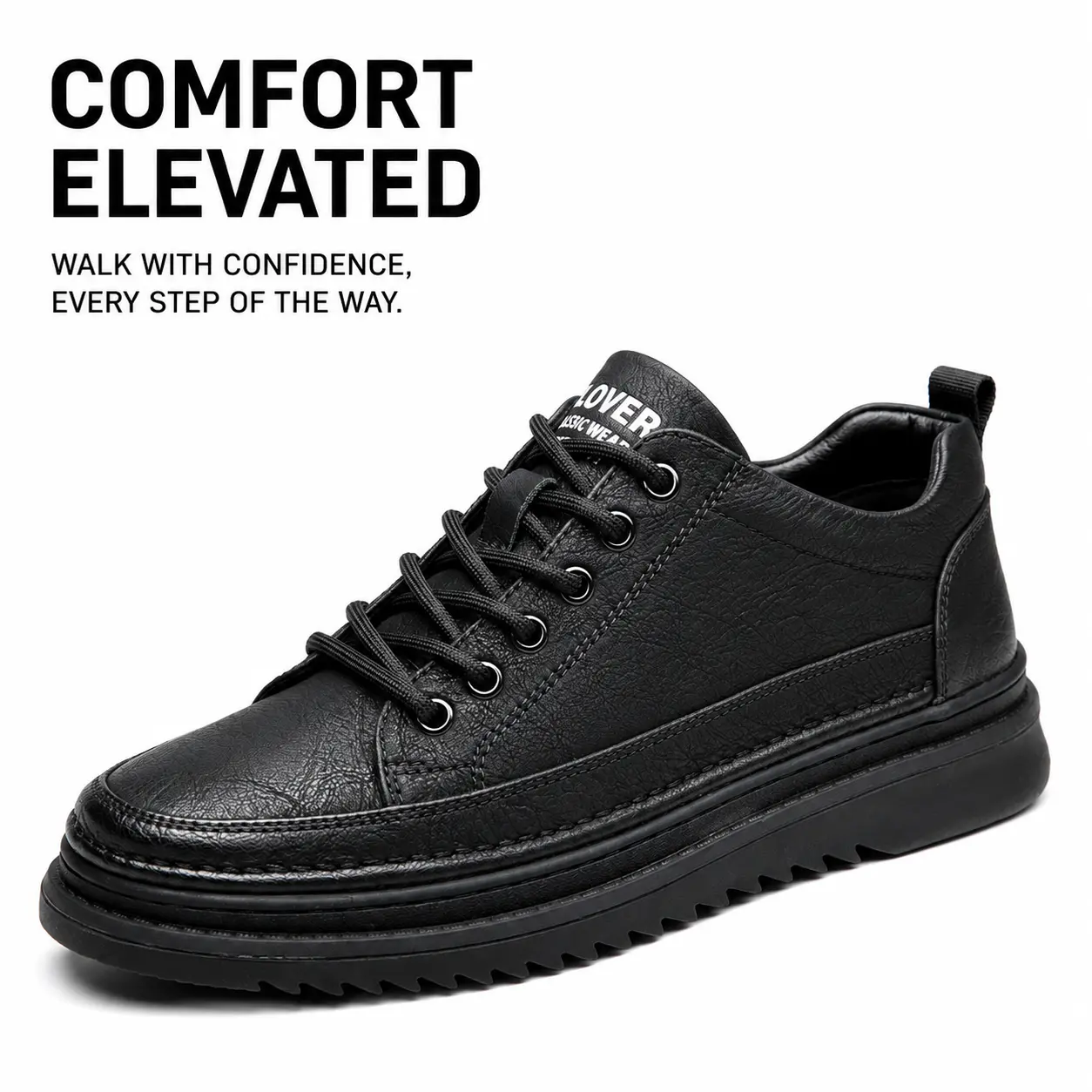 Men's Casual Walking Shoes Comfort Lace-Up Casual Trainers Soft Synthetic Leather Lightweight Cushioned Everyday Sneakers, Footwear, Minimalist, Ankle, Casual Wear
