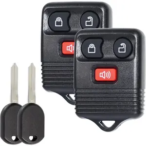 Remote Key Fob Kit Fit for Ford F150 F250 F350 Ranger Explorer Expedition Escape Econoline Lincoln Mercury Mazda Uncut Transponder Ignition Car Key CWTWB1U345 H84-PT H92-PT 4D-63 Chip