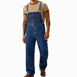 Bindefon Men's Denim Bib Overalls with Adjustable Strap & Tool Pockets for Christmas & New Year Holiday Menswear Layering Outfit