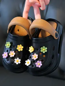 Children Thick Sole Hole Shoes Summer Girls Casual Cute Small Flower Suitable for Indoor Outdoor Lightweight Sandal Fashion Sandals Eva Soft Breathable