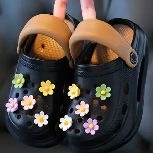 Children Thick Sole Hole Shoes Summer Girls Casual Cute Small Flower Suitable for Indoor Outdoor Fashion Sandals Eva Soft Breathable