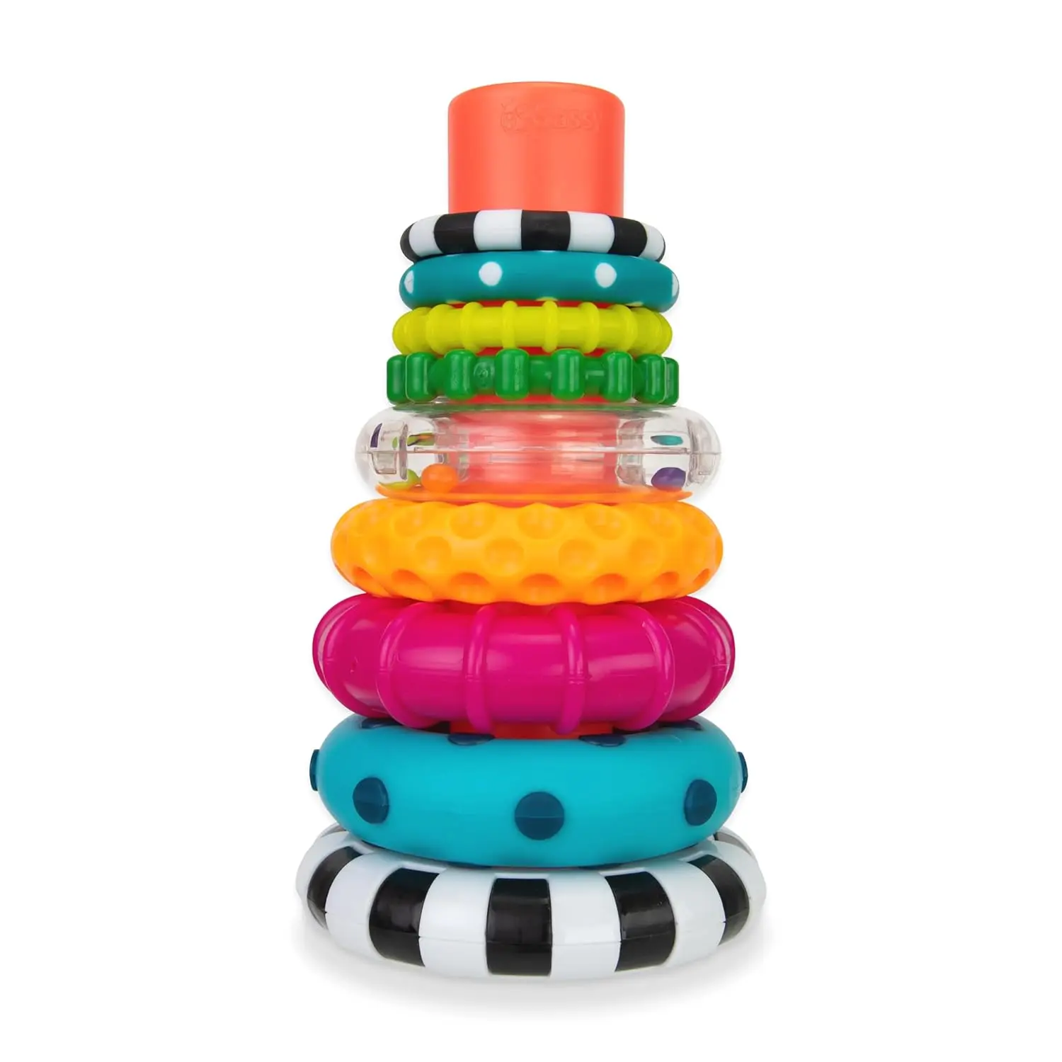Unisex 9-Piece Non-Toxic Sassy Stacking Ring Toy for Babies 6+ Months - Chunky Numbered Rings, Easy Grasp, STEM Learning Tool, Fine Motor & Memory Skills Trainer