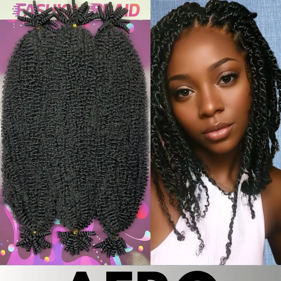 Springy Afro Twist Hair 3Pcs Marley Twist Braiding Hair Pre-Separated Braiding Crochet Hair for Distressed Faux Locs Spring Twist Hair Extensions for Women 16 inch/24inch