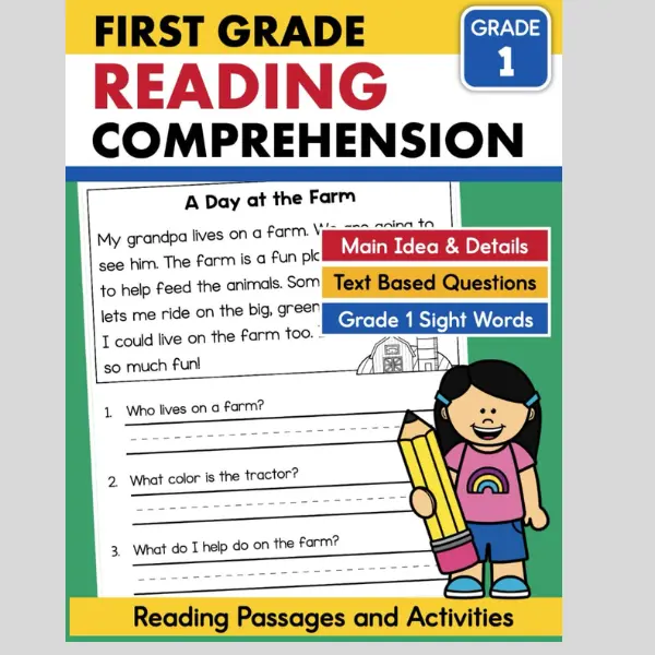 1st Grade Reading Comprehension Passages and Activities Workbook Ages 6 to 7: Comprehension Questions and Main Idea Skills for First Grade 1 Homeschool or Classroom (Comprehension Builders)