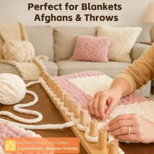 1 thick carpet weaving production tool-an adjustable size hand-woven kit suitable for thick carpet projects, a simple and comfortable hand-woven carpet | suitable for DIY beginners, wooden materials, DIY handicrafts, wooden looms and weaving looms.