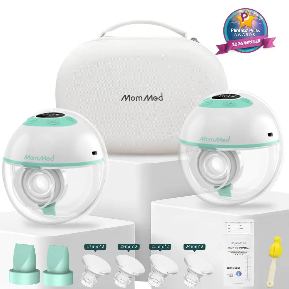 MomMed  M21 Luma Built-In Night Light BPA-Free Breastfeeding Pump, 27mm Wearable Hands-Free, Wireless Electric Breast Pump, Nursing Cup With 17/19/21/24mm Flange Insert, 4 Modes & 12 Levels