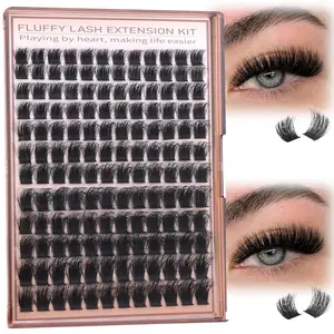 False Eyelashes Kit for Fluffy Eyelash Clusters Extensions, 1 Box Soft Wispy Cluster Eyelash Extensions, Self Grafting Curl Eyelashes, Eye Makeup Enhancement False Eyelashes, Natural False Eyelashes Cosmetic, Volumized False Eyelashes, DIY Dramatic Lashes