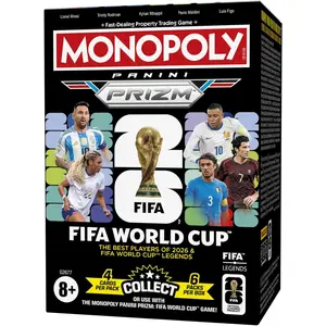 Monopoly Panini Prizm: FIFA World Cup Trading Cards Booster Box | Current Stars and Legends | 2+ Players, Ages 8+ | Gifts for Soccer Fans