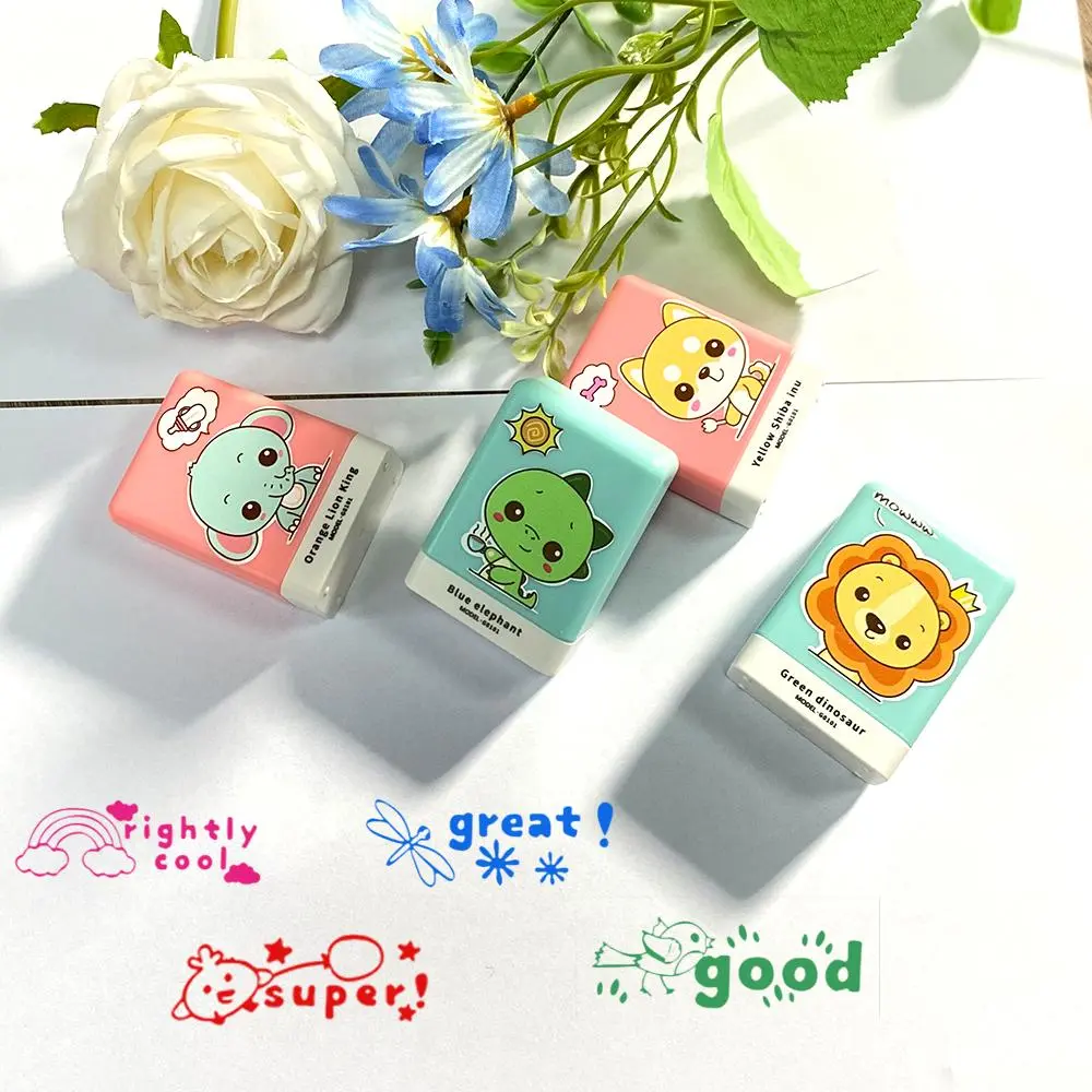 Cartoon Animal Pattern Stamp, 1 Count Teacher Encouragement Stamp, Office Stationery & Supplies for Home School Office Dormitory