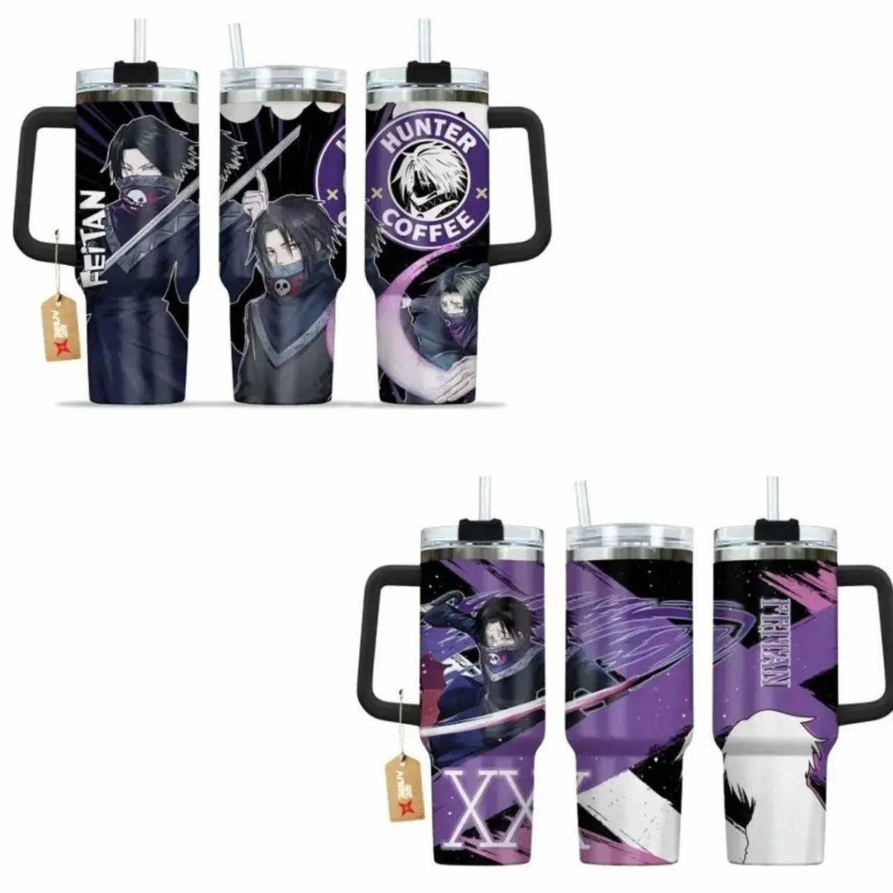 Feitan Portor Graphic Anime Style Travel Tumbler 40oz - Aesthetic Cartoon Character Water Bottle - Perfect Gift for Anime Lovers