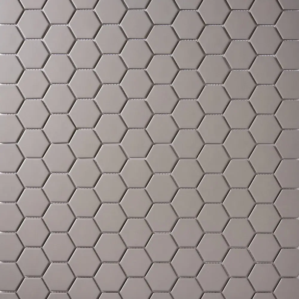 Simple Gray 2" Hexagon Ceramic Mosaic Matte Sample