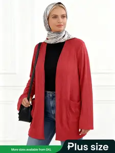 Plus Size Women's Knit Cardigan Sweater, Casual Long Sleeve Drop Shoulder Design, All Seasons Wearable, Versatile Fashion Top