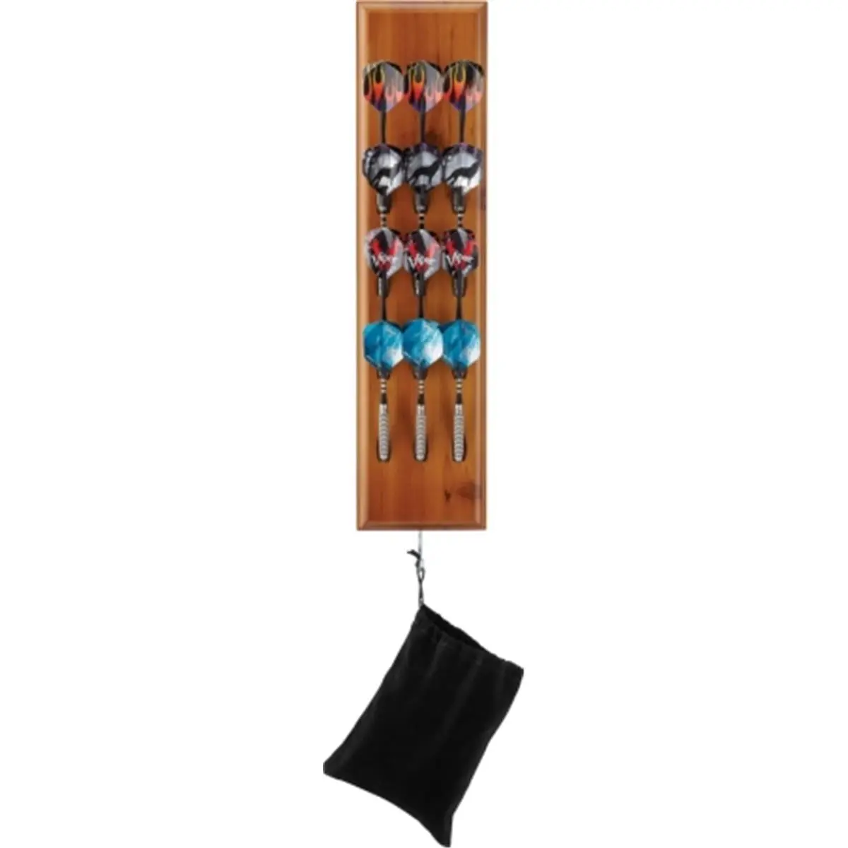 GLD Viper Dart Caddy, Solid Wood Wall-Mount Storage Kit with Cinnamon Finish, Holds Steel & Soft Tip Darts, Includes Velvet Pouch & Hardware, Wall-Mount Kit, Holds Darts