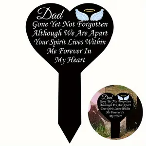Acrylic Grave Monument Plaque, 1 Count Dad Forever in Heart Memorial Tribute, Outdoor Yard, Cemetery & Garden Decor, Stake-mounted Marker