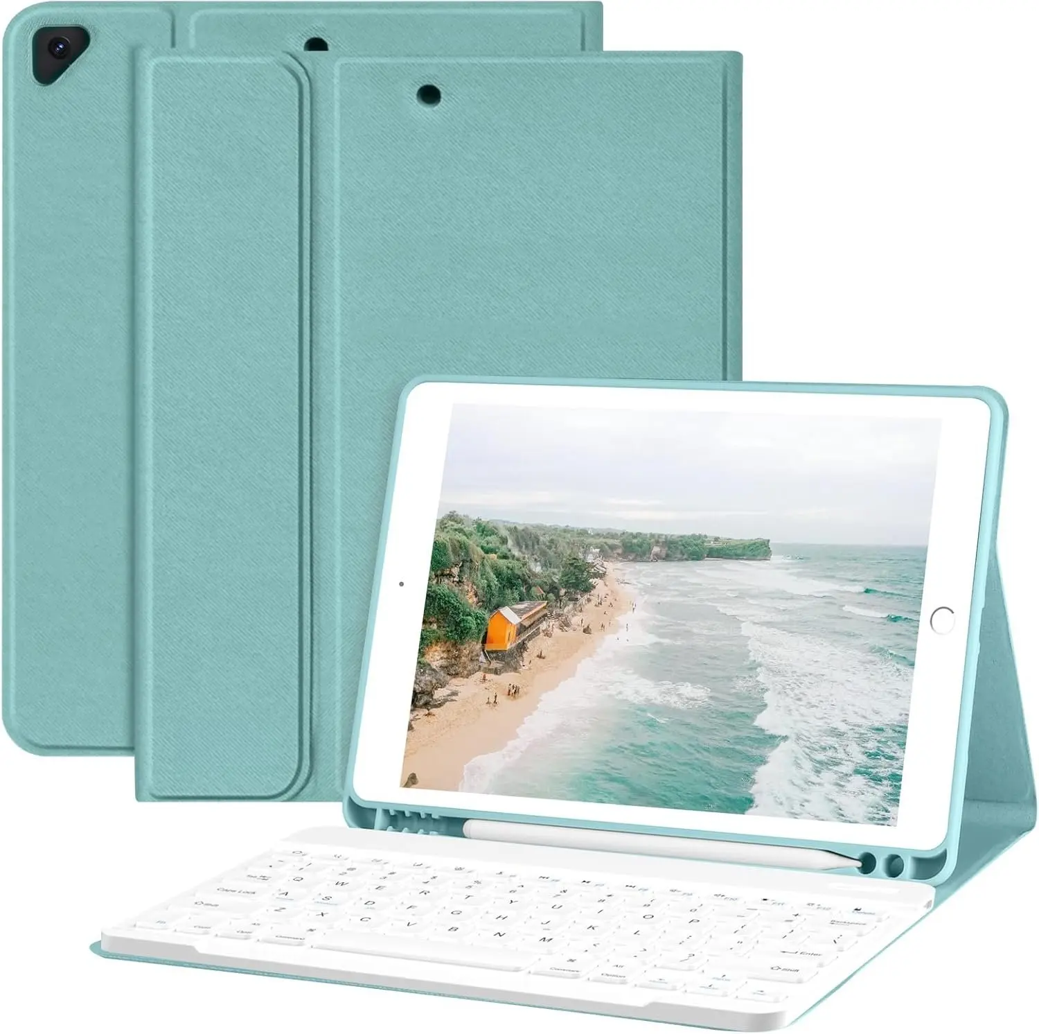 for iPad 9th Gen 2021 Case with Keyboard 10.2 inch, for iPad 8th Gen 2020/7th Gen 2019/Air 3/Pro 10.5 Keyboard Case, Detachable   Keyboard with Pencil Holder for iPad 2021 9th