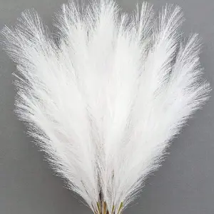 5pcs Artificial Rush Grass Decorations, Fluffy Fake Rush Branches, Vase Filler Flowers, Wedding Decoration, Valentine's Day, Home Centerpiece, Artificial Plants, Artificial Pampas Grass