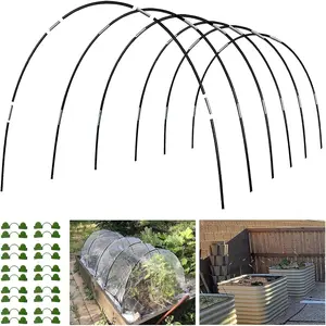 6 Sets of 7FT Garden Hoops Grow Tunnel Rust-Proof Fiberglass Frame Greenhouse Hoops for Raised Beds Garden Netting Small Greenhouse Kit Shade Cloth Plant Row Covers 30pcs