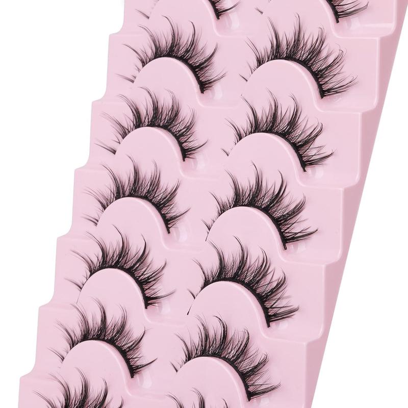 Manga Lashes Natural Look False Eyelashes Anime Lashes Mink Wispy Fluffy Spiky 3D Volume Eyelashes Pack Korean Japanese Asian Cosplay Fake Eyelashes Look Like Individual Cluster 7 Pairs by Makeup Cosmetic