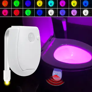 LED Wall Mounted Toilet Seat Light 16Colors Changing Dimmable Battery Powered Smart PIR Motion Sensor Nightlight IP65 RGB Atmosphere Lamps 3Modes Bathroom Backlight Mood Lamp Christmas Halloween Unique Funny Gift Novelty Creative Home Decoration Lighting
