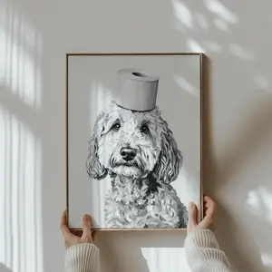 Goldendoodle, Goldendoodle Print, Animal Bathroom Wall Art, Dog Wall Decor, Bathroom Print, Goldendoodle Gift, Dog Bathroom Black Stylish Text Wall Print