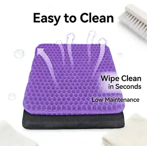 Double-Thick Gel Seat Cushion Honeycomb Breathable Non-Slip Cover 15.75x13.39x1 in Pressure Relief for Office Car Wheelchair Elastic Furniture Protector