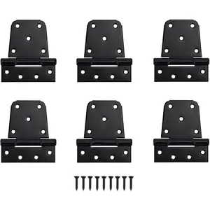 3-1/2 inch Heavy Duty T Hinge Gate Hinges, Black Steel Finish with Screws 6-Pack Black