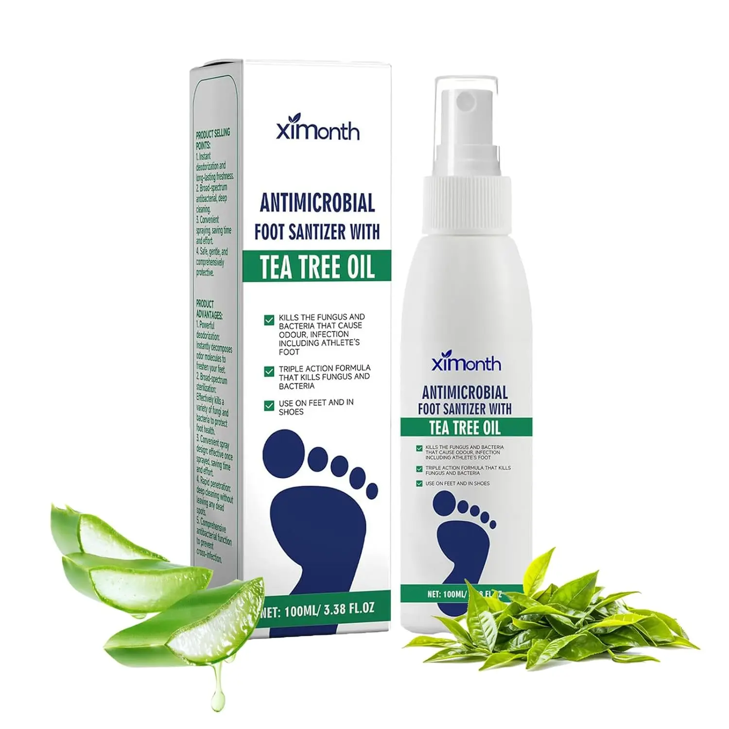 Foot Spray with Tea Tree Oil | Advanced Foot & Nail Care for Dry Feet, Plantar Moisturizing & Deodorizing | Perfect for Fresh, Soft Feet & Healthy Nails，Foot Sanitizer Spray for Men and Women