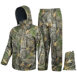 Breathable Fit, Men's Camouflage Rain Suit - Lightweight, Breathable, Reflective Raincoat and Pants Set for Outdoor Activities like Fishing and Cycling, Durable Polyester Fabric, Ideal Christmas Gift