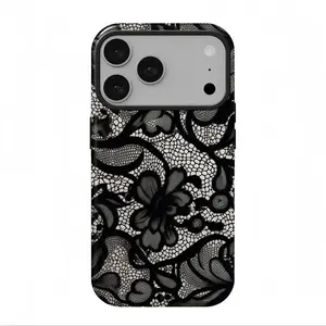 2026 New Black Lace Floral Print Phone Case Compatible with iPhone 17, 16/15/14/13 Pro Max Plus (Minimalist Style) iPhone 16 Plus with Strong Drop Protection: Elegant, Fashionable, Gothic, Dark Romantic, Trendy Style