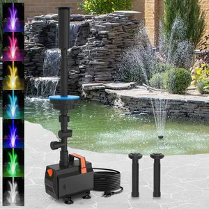 AquaMiracle Pond Fountain Pump with Automatic Colorful LED for Outdoor Ponds, Submersible Water Pump for Fountain, Pond, Garden, Water Feature, Bird Baths
