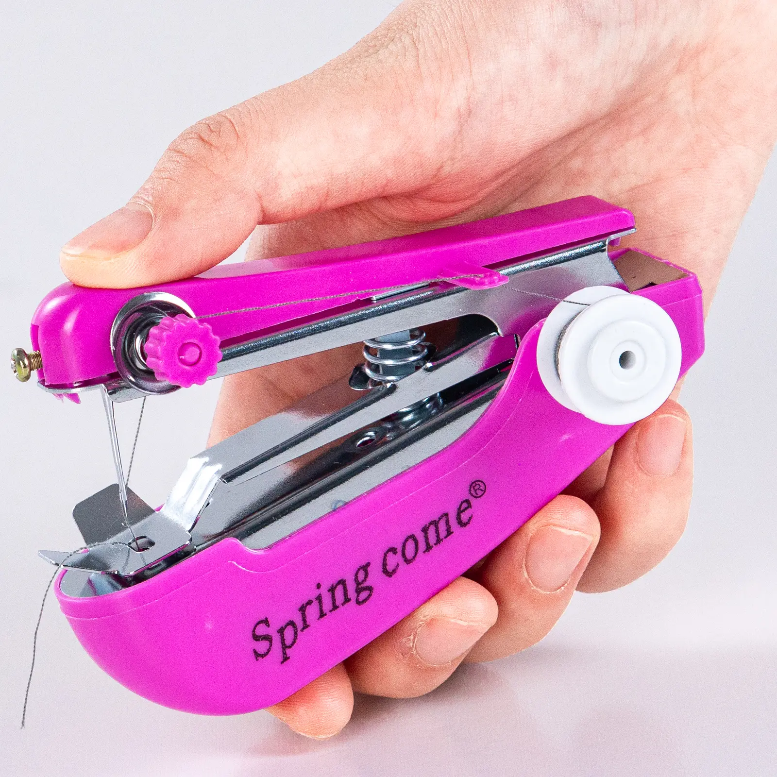 Handheld Mini Portable Manual Sewing Machine - 18-Piece Iron Toolbox, Removable Plastic Shell, No Battery DIY Sewing Clothes & Fabrics Repair Assistant, Holiday Creative Gift (Random-Color Accessories)