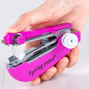 Standard/18-piece iron toolbox, portable manual sewing machine, plastic shell removable, hand sewing repair assistant, DIY sewing clothes and fabrics, holiday and Christmas creative gifts (random color of accessories)