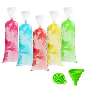 120Pcs Ice Pop Bags with Silicone Funnel, 3x10 Inch Disposable Ice Cream Mold Bags for Bolis, Yogurt and Homemade Popsicles