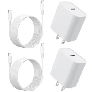 iPhone17/16/15 Charger, 20W Fast Charging Wall Charger Adapter Block Cubes with 6ft USB C to USB C Cable Data Sync Type C Cord for iPhone17Plus 17 Pro Max/16 Plus 16 Pro Max/15 Plus 15 Pro Max/iPad Pro Mini Air -2Pack