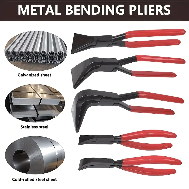 3 piece, for metal sheets, industrial metal bending pliers, right-angle and 45°/180° bending tools, robust metal structure, professional hand tools for handling metal sheets