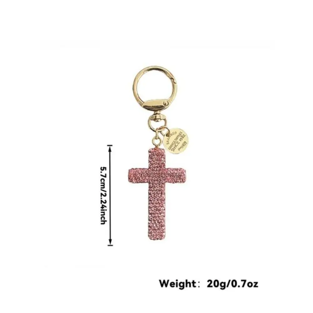 Trendy Cute Clay Cross Keychain with Diamond Embellishment, Unisex Bag Charm, Fashionable Car Accessory, Ideal for Party Bags & Gifts, Trendy Cute Keychain, Bag Charms